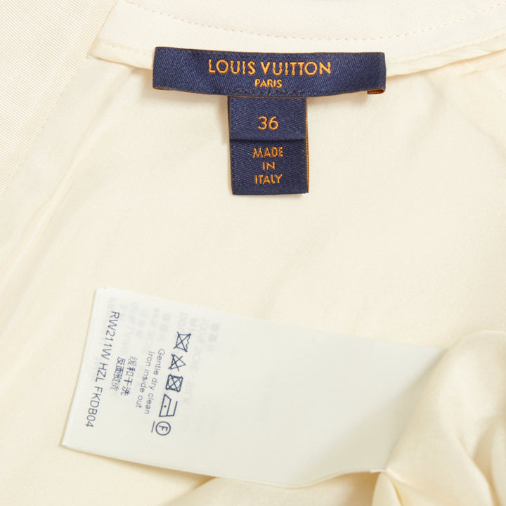 LOUIS VUITTON 2021 Game On ivory wool silk red Heart Logo ruffle dress FR36 S