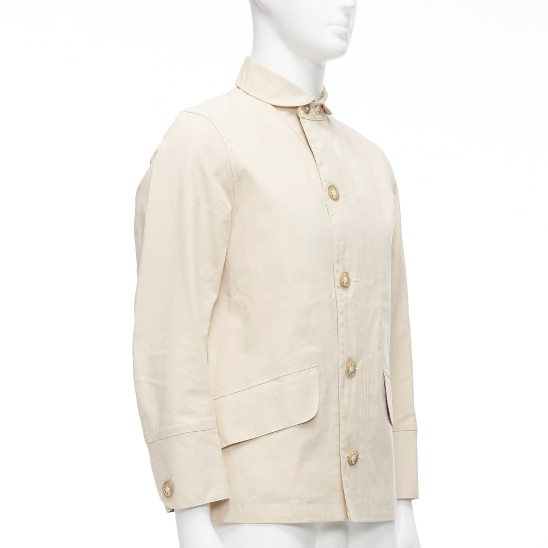 JUNYA WATANABE MACKINTOSH 2010 beige coated cotton logo button jacket XS