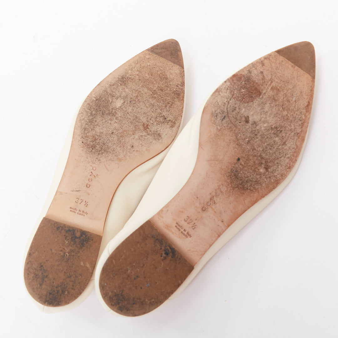 AEYDE Moa creamy nappa leather V vamp point toes 2 way flats EU37.5