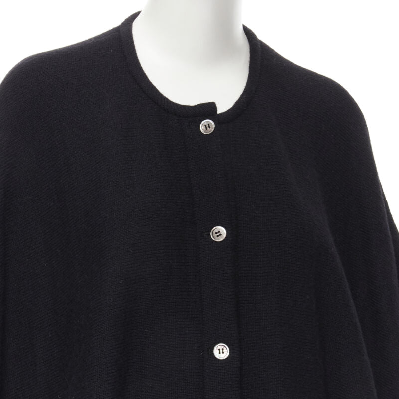 COMME DES GARCONS 1980's Vintage black wool trapeze layered sweater skirt set M