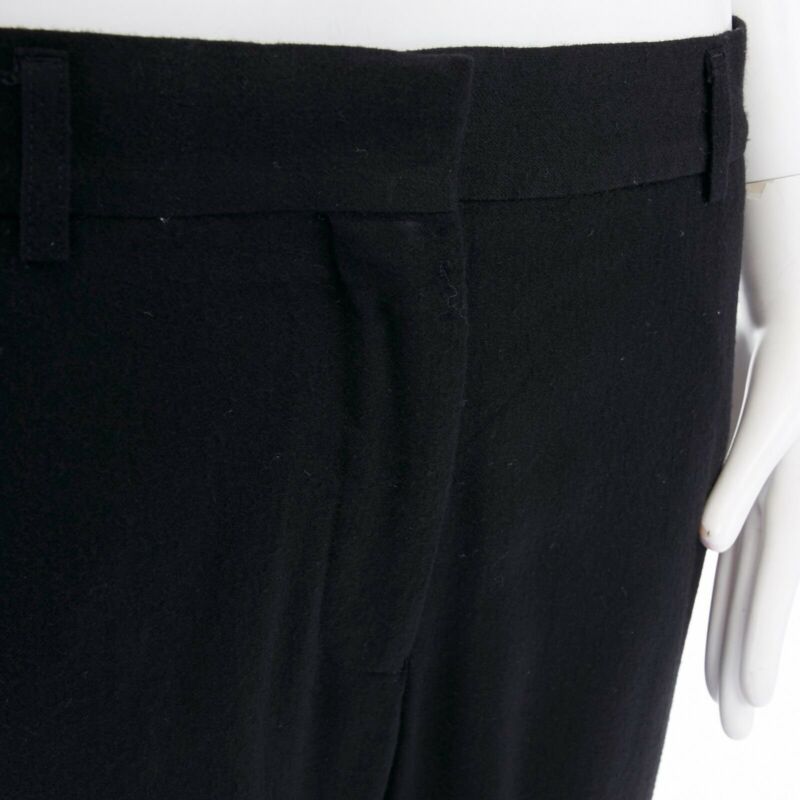 HAIDER ACKERMANN black fleece wool slim leg casual trousers pants FR36 32"
