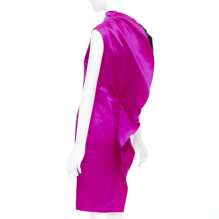 LANVIN 10th Anniversary fuchsia pink 100% silk backless evening dress FR36 S