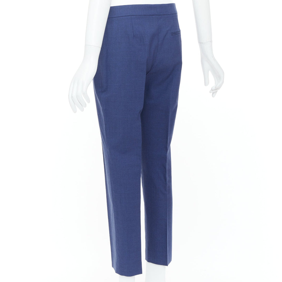 ALEXANDER MCQUEEN 2021 blue mid rise smart straight leg tailored pants IT40 S