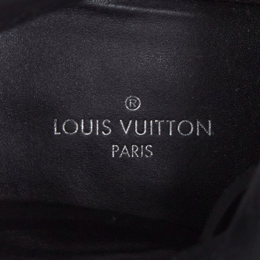 LOUIS VUITTON Star Trail black shiny leather logo tape army ankle boots EU40