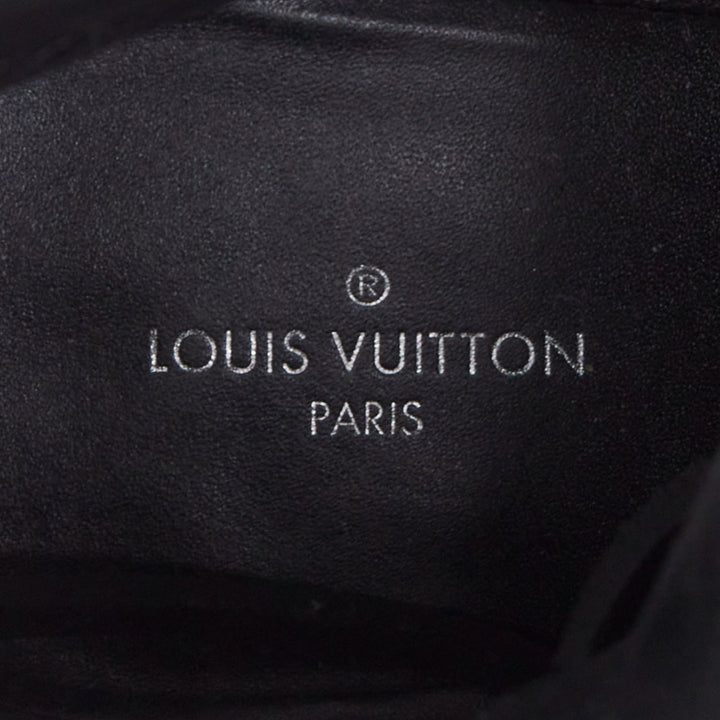 LOUIS VUITTON Star Trail black shiny leather logo tape army ankle boots EU40