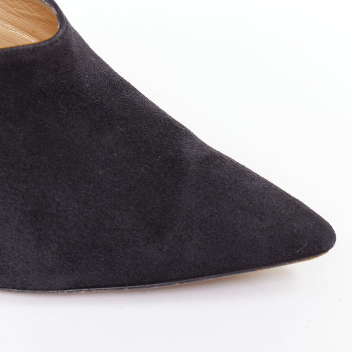 PAUL ANDREW Certosa black suede pointy toe high heel mules EU39.5