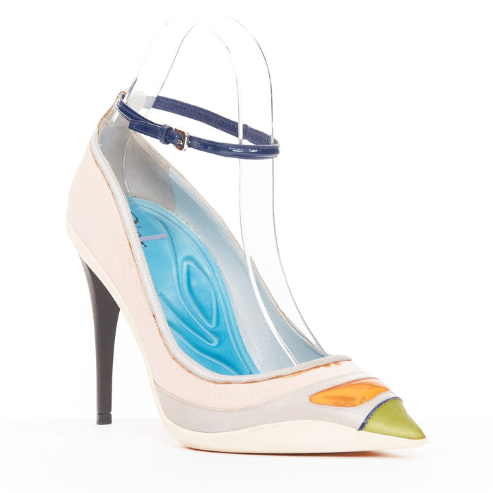 rare CHRISTIAN DIOR 2014 Runway Raf Simons sportif multi satin patent pumps EU37