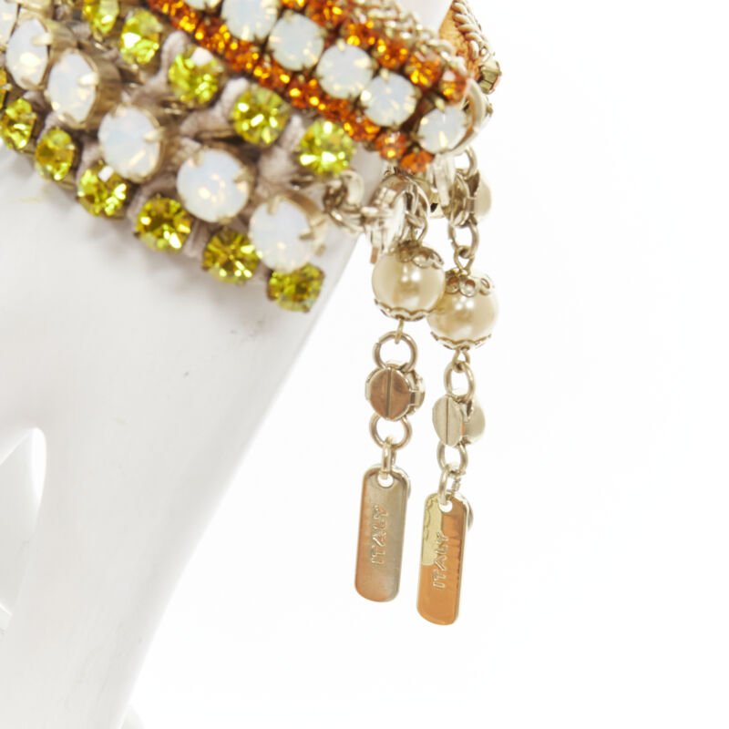 RADA Lot of 2 yellow orange rhinestone crystal jewel pearl charm bracelet