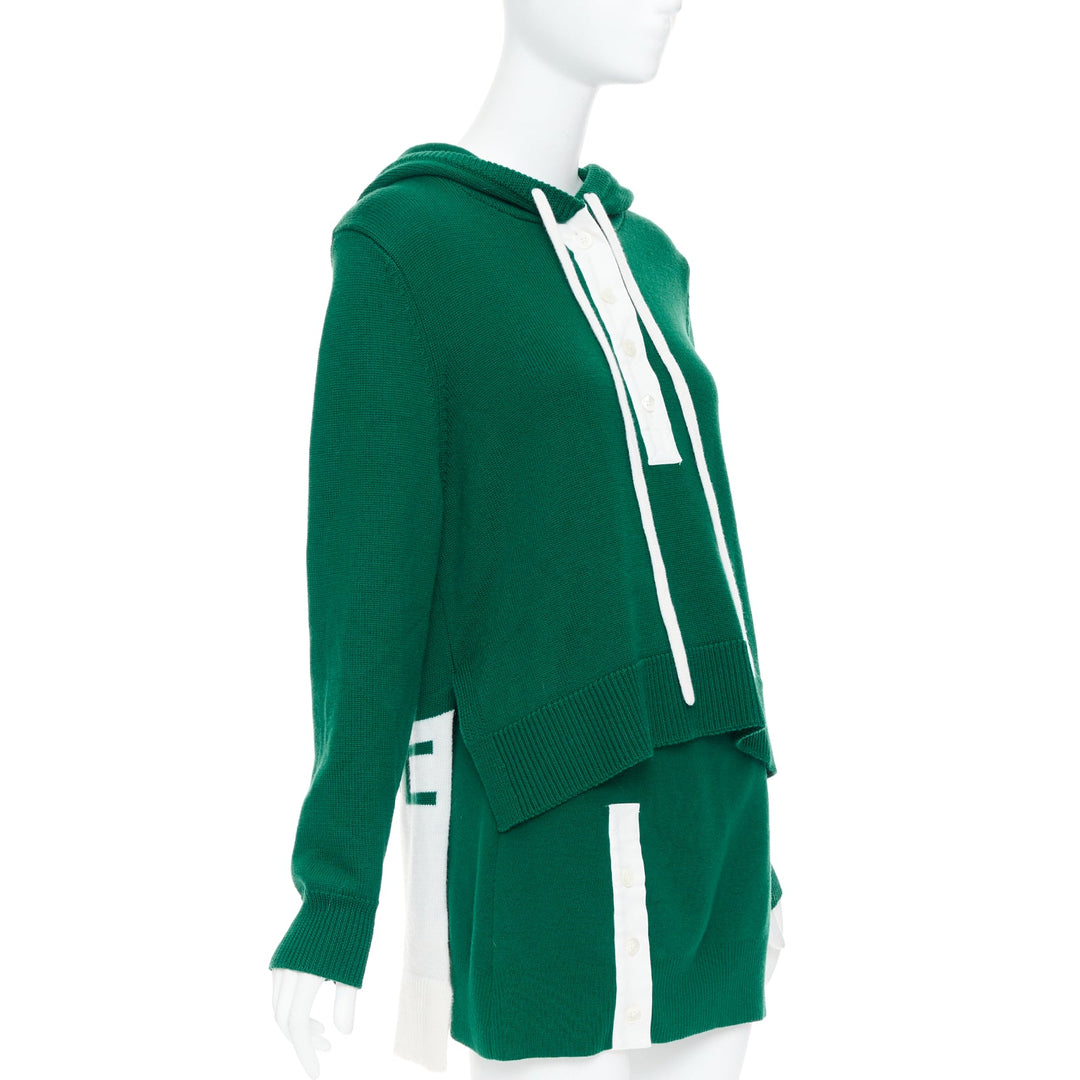 MONSE 2021 Runway green white logo polo  hood sweater mini skirt