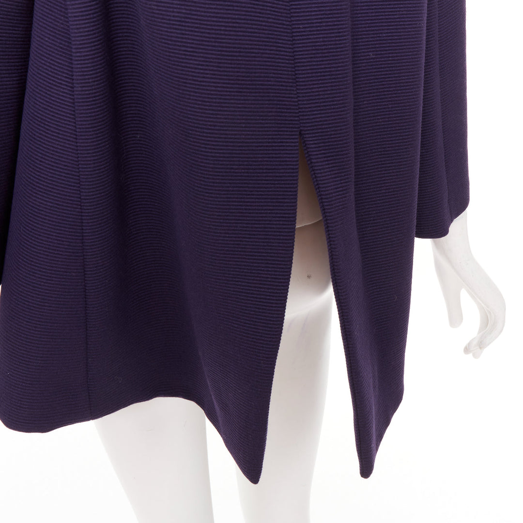 rare ROMEO GIGLI JOYCE pruple virgin wool plush fur collar swing coat IT38 XS