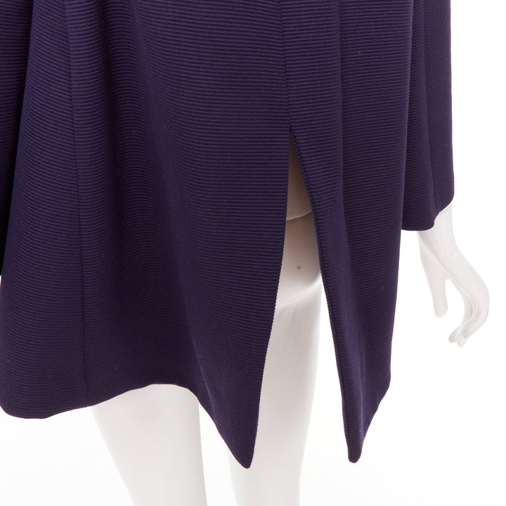 rare ROMEO GIGLI JOYCE pruple virgin wool plush fur collar swing coat IT38 XS