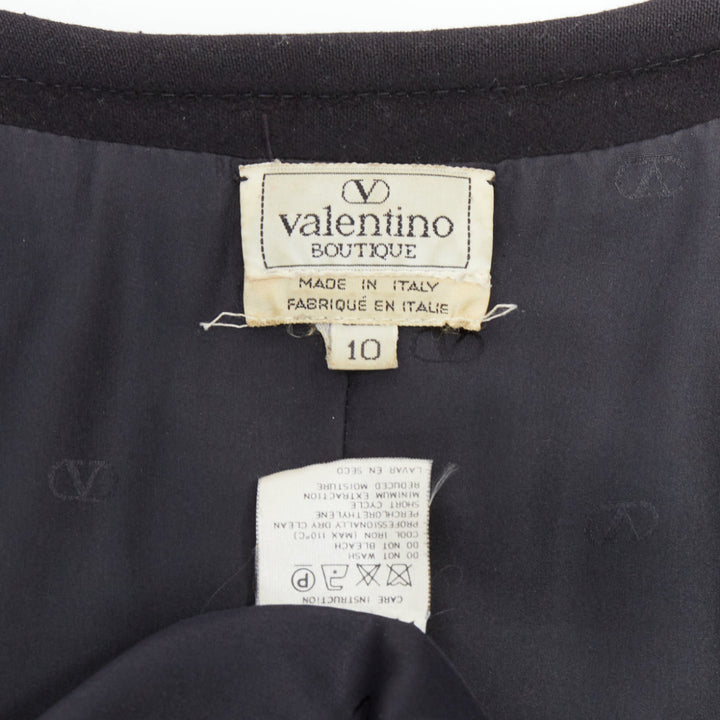 VALENTINO Vintage black wool velvet trim faceted button jacket UK10 M