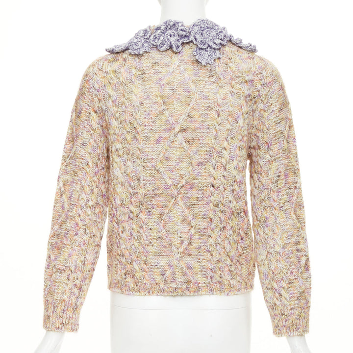 LOUIS VUITTON 2026 Knitted Flower Collar cable multicolor mix knit cardigan XS