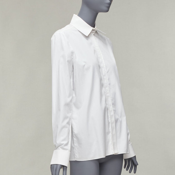 GIVENCHY Riccardo Tisci silver metal button collar white cotton shirt FR40 L
