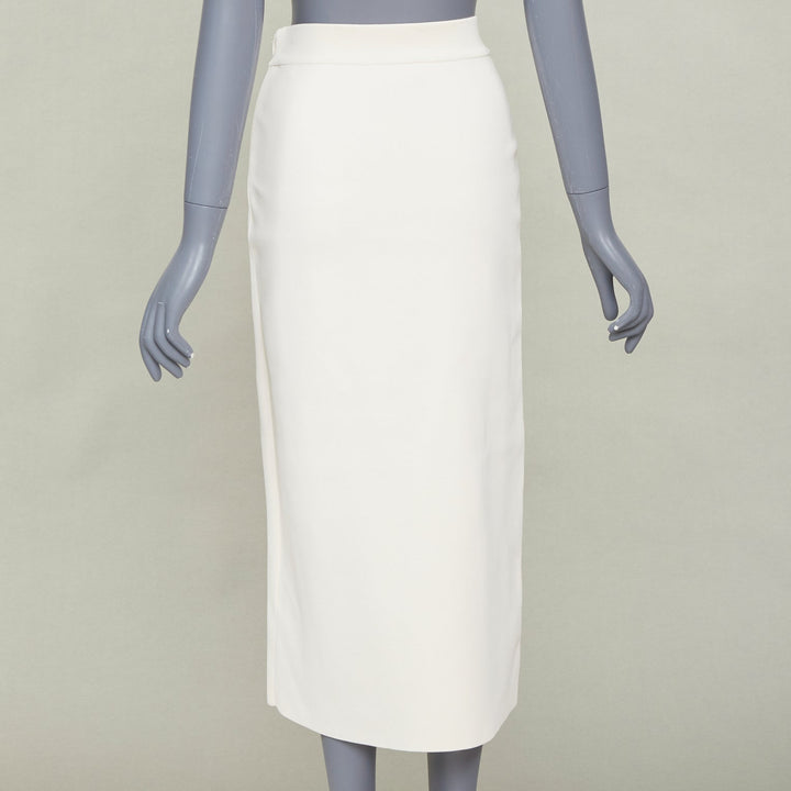 ALEXANDER MCQUEEN 2020 ivory viscose knit ruffle trim asymmetric midi skirt XS