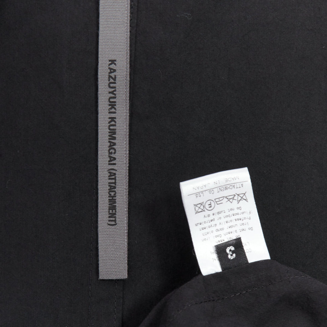 ATTACHMENT Kazuyuki Kumagai black cotton angular hem relaxed blazer JP3 L