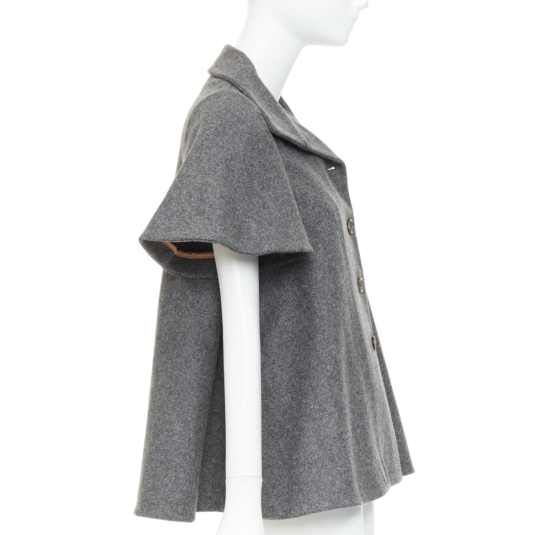 MARNI grey wool blend flannel flutter short swing jacket IT38 XS
