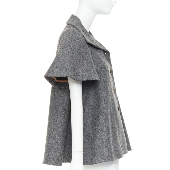 MARNI grey wool blend flannel flutter short swing jacket IT38 XS
