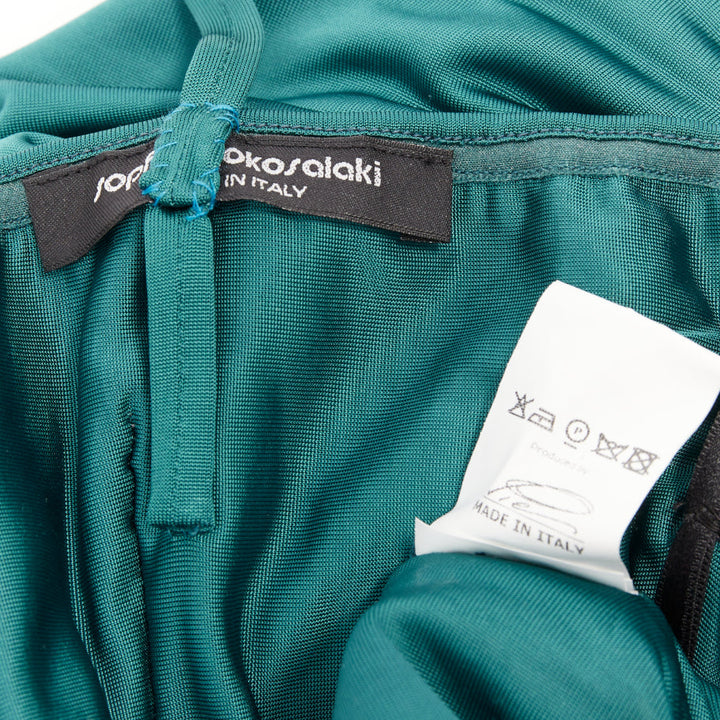 SOPHIA KOKOSALAKI teal green viscose silk grecian drape cut out dress IT38 XS