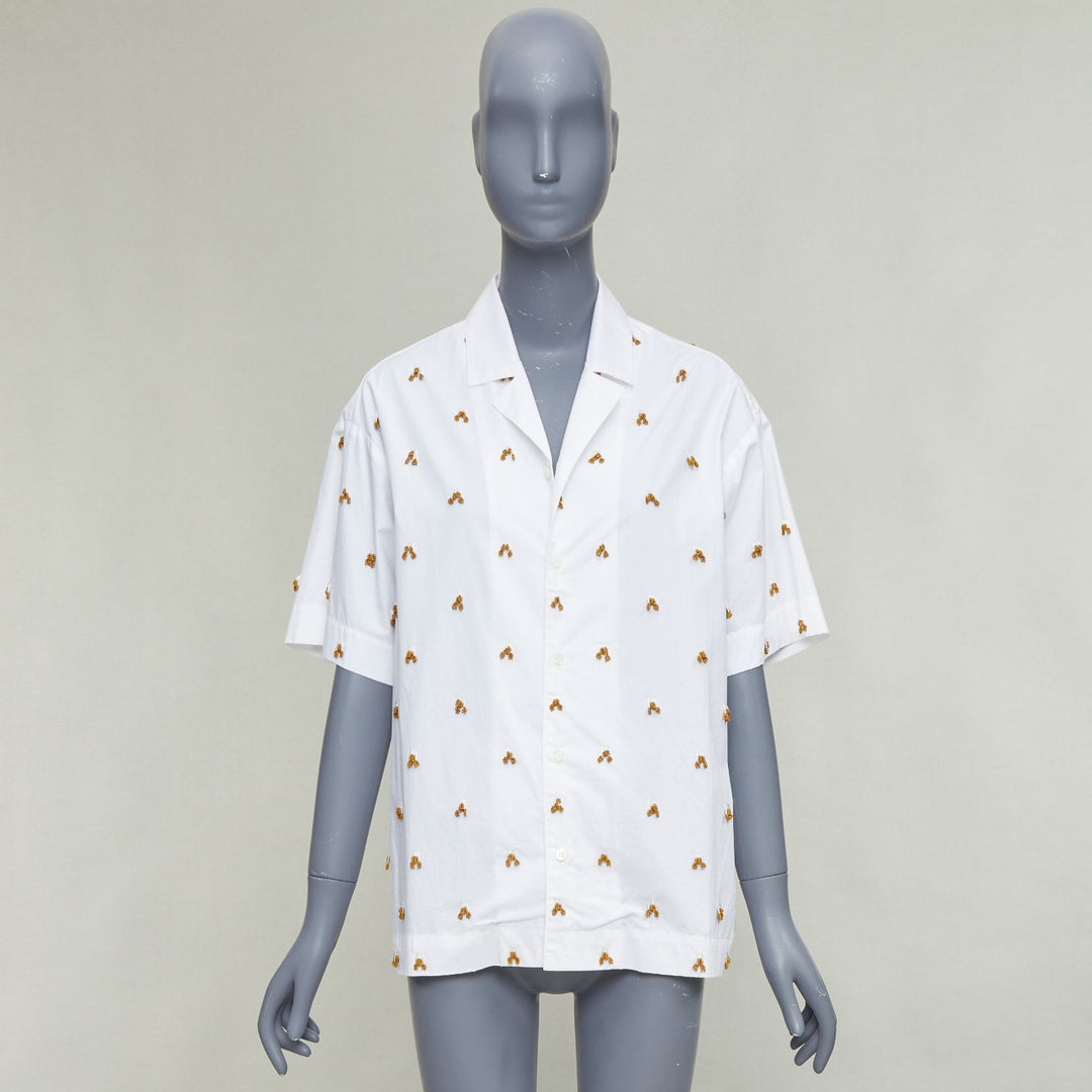 JACQUEMUS 2021 L'amour La Chemise Ble white glass embellished shirt FR34 XS