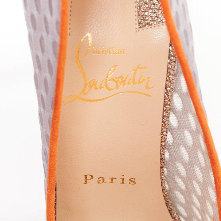 CHRISTIAN LOUBOUTIN Follies Resille 100 Tis Alveo Pierre grey silver pump EU37.5