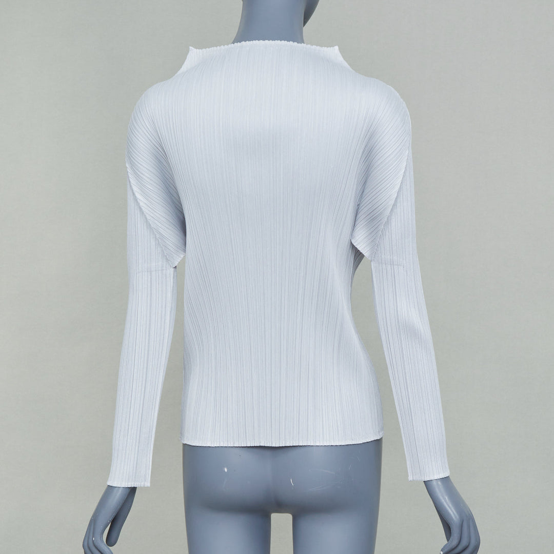 ISSEY MIYAKE Pleats Please grey plisse angular mock neck top JP3 L