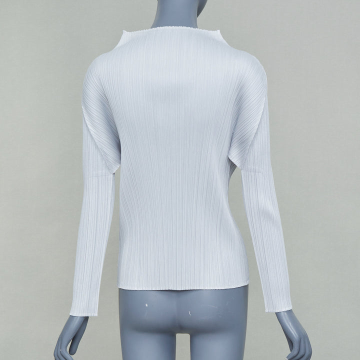 ISSEY MIYAKE Pleats Please grey plisse angular mock neck top JP3 L