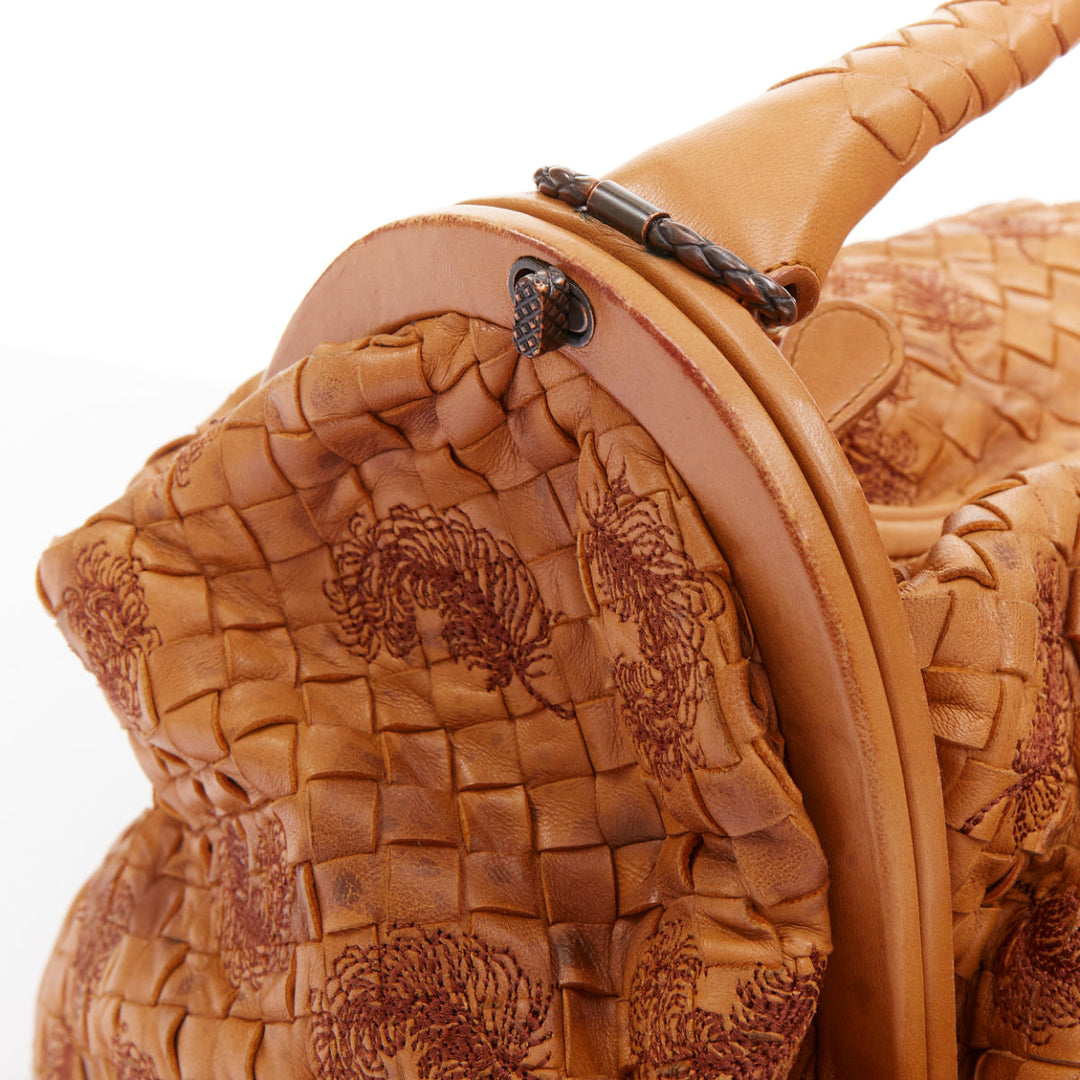 BOTTEGA VENETA 2009 Runway Duette Hobo tan brwn plume Intrecciato woven bag
