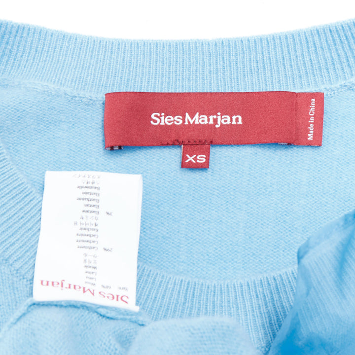 SIES MARJAN Awa b/lue cashmere wool organza rosette ruffle sweater XS