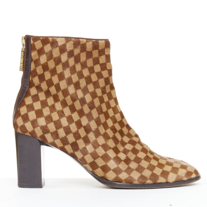 LOUIS VUITTON 1999 Vintage Marc Jacobs Damier Sauvage calfhair ankle boots EU37