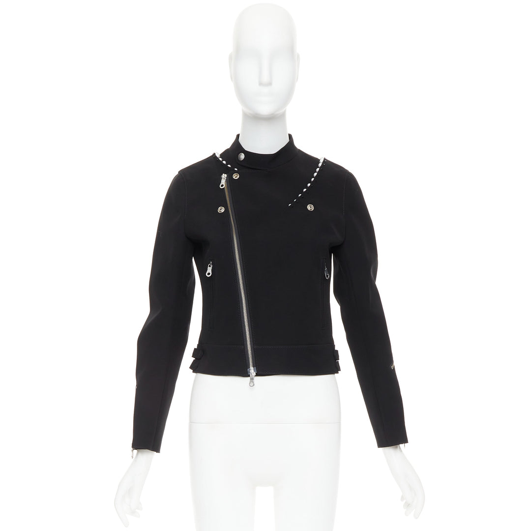 NOIR KEI NINOMIYA 2015 matte black beaded pearl biker jacket S