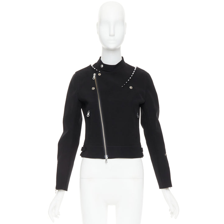 NOIR KEI NINOMIYA 2015 matte black beaded pearl biker jacket S