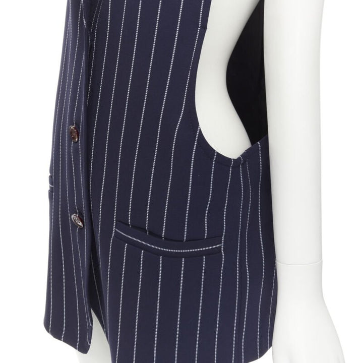 SEE. BY CHLOE blue white striped dropped armhole boxy vest FR36 S