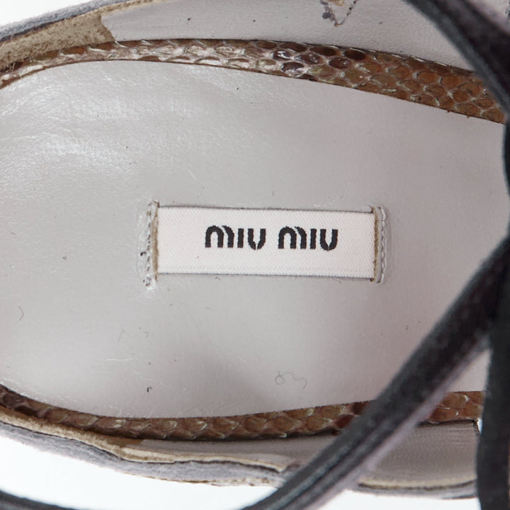 rare MIU MIU 2010 Runway Spider embellished grey leather heeled sandals EU36