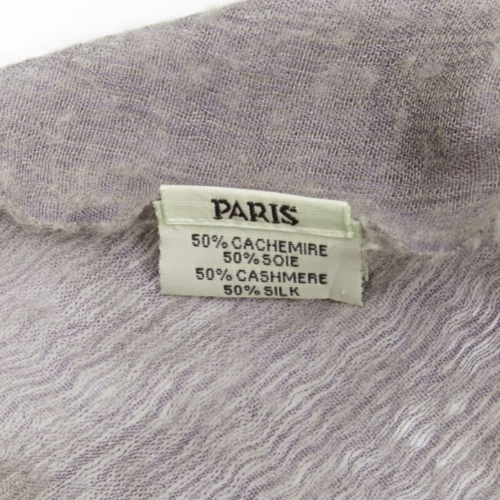 HERMES cashmere silk blend grey beige 4-tone colorblock frayed oversized scarf