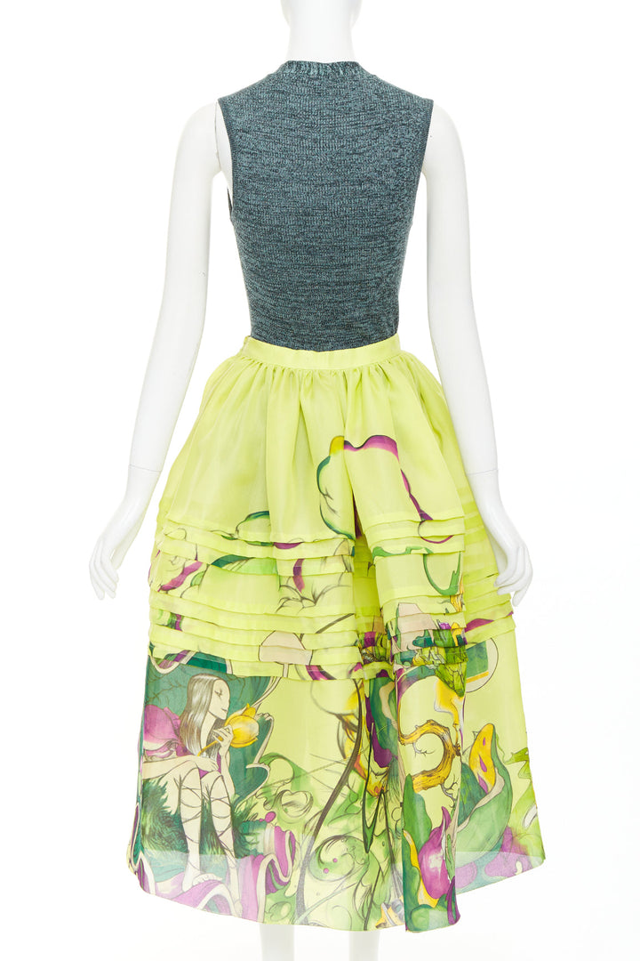 rare PRADA JAMES JEAN 2008 Runway Fairy green silk organza full skirt set IT40 S