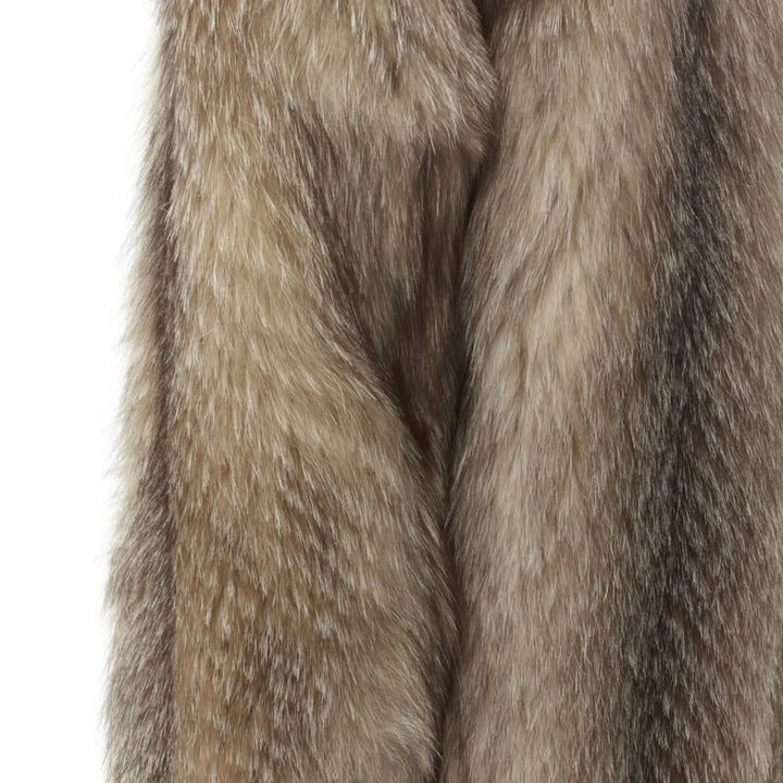 CORNELIUS brown fur shawl collar long sleeve hook eye fur jacket
