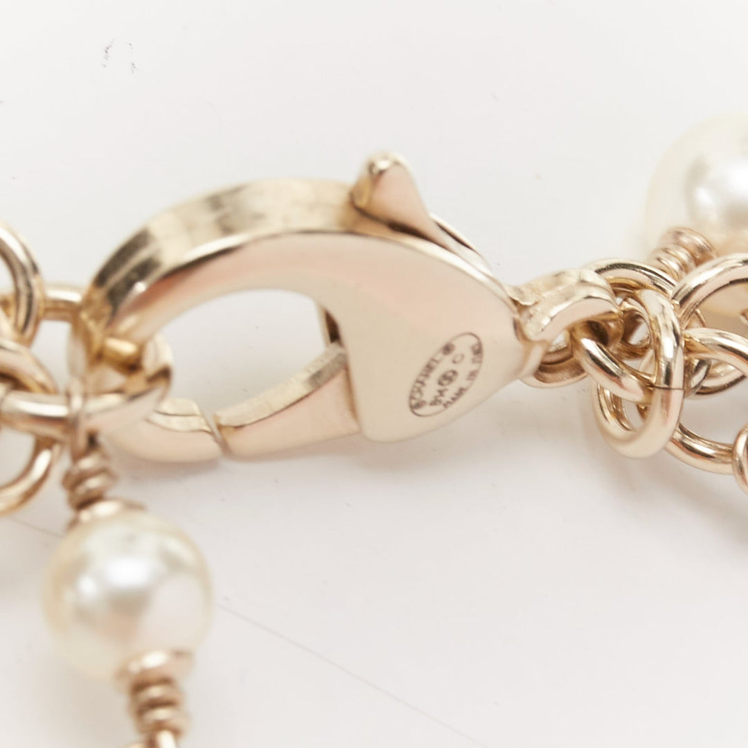 CHANEL B14C Coco Mademoiselle Figure black beige pearl triple sautoir necklace