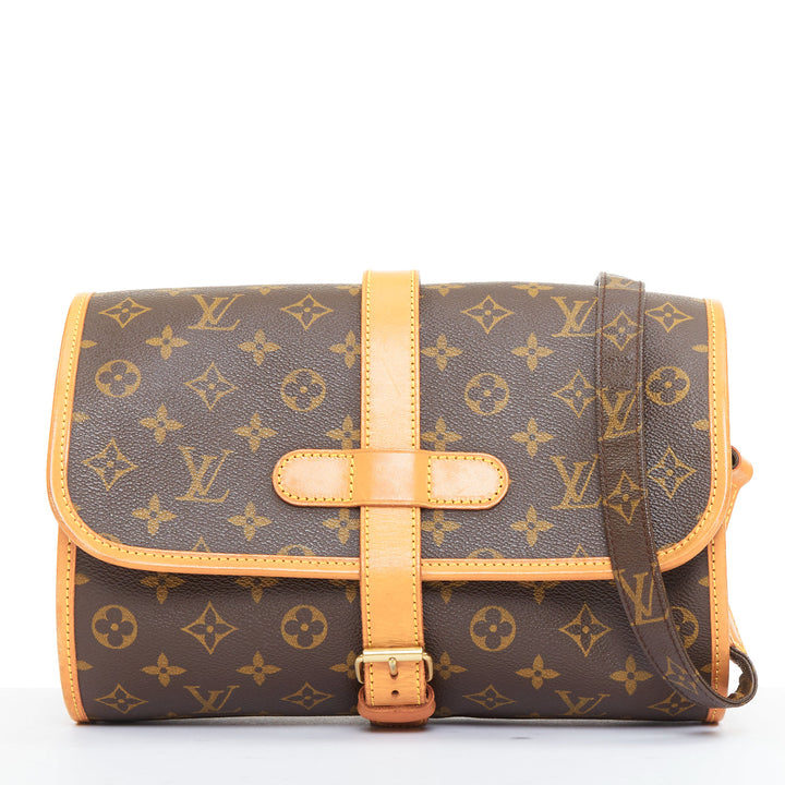 LOUIS VUITTON Marne brown LV monogram honey leather duffle crossbody bag