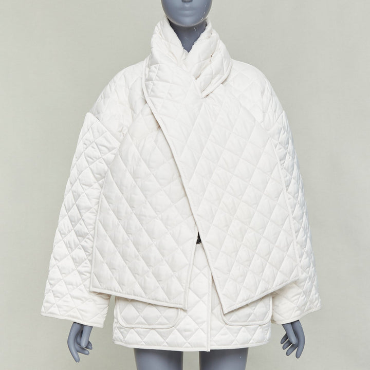TOTEME Quilted Scarf off white diamond quilt pocketed jacket coat FR32 XXS
