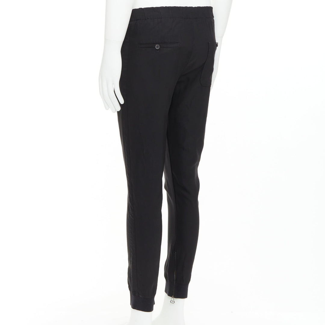LANVIN black silver zip pocket mid waist tapered jogger pants FR46 S