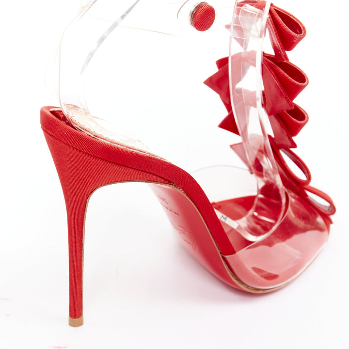 CHRISTIAN LOUBOUTIN 20th Anniversary Bow Bow 100 PVC red grosgrain heels EU38.5