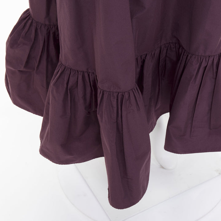 VALENTINO 2019 dark purple drop frill cotton blend gathered midi skirt IT40 S