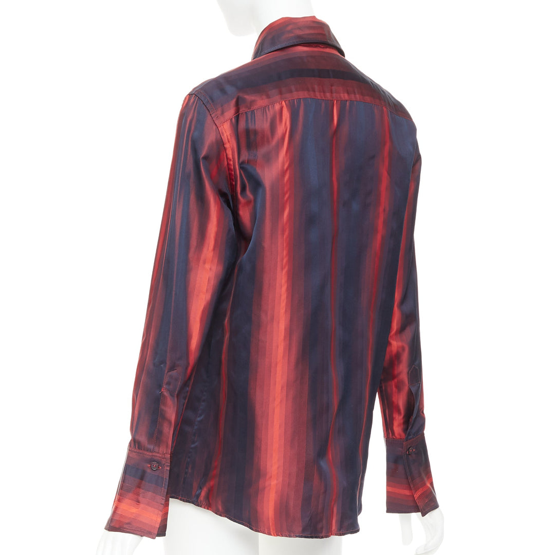 GUCCI 1997 Tom Ford Vintage orange black gradient striped shirt IT40 S