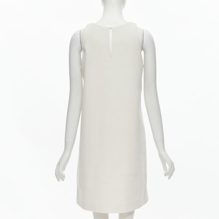 RUBAN Russia white cashmere wool minimal knee length work dress S