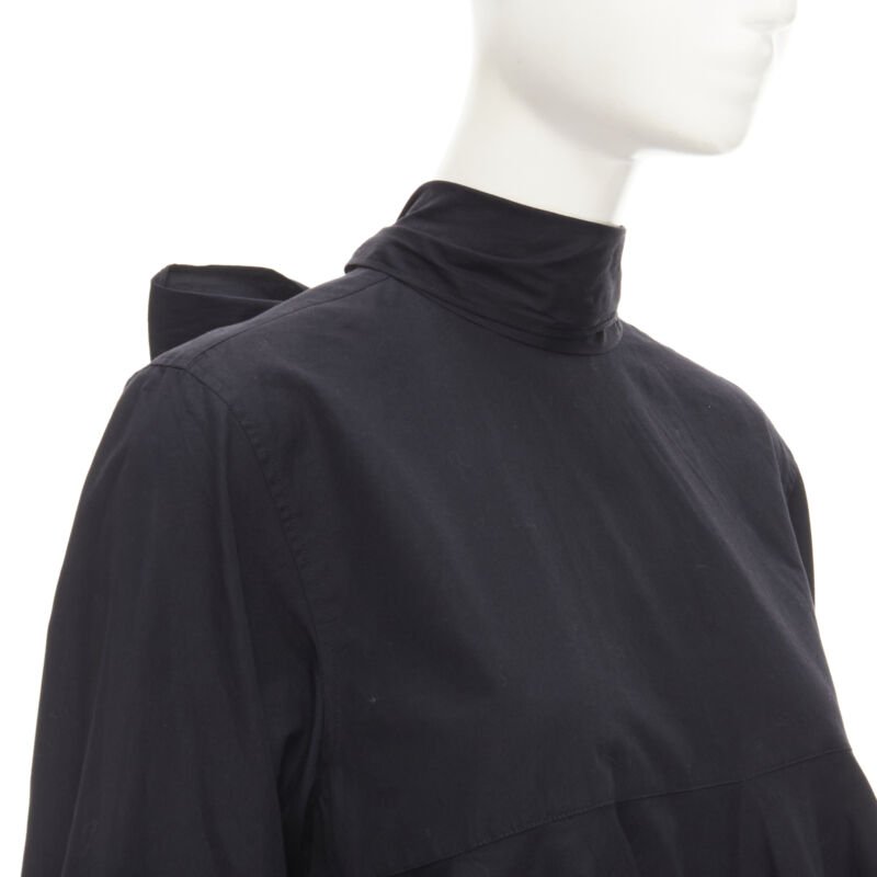 COMME DES GARCONS 1980s Vintage black asymmetric tiered flared tie back shirt M