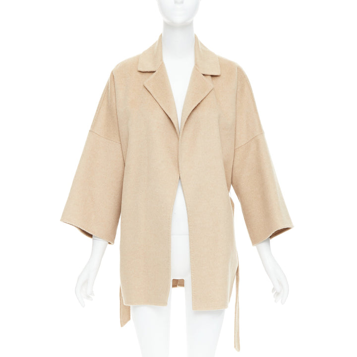 MAX MARA 100% double faced cashmere belted camel tan coat IT38 XS
