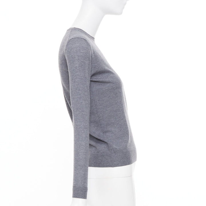 STELLA MCCARTNEY 2016 grey virgin wool fine knit crew sweater IT34 XXS