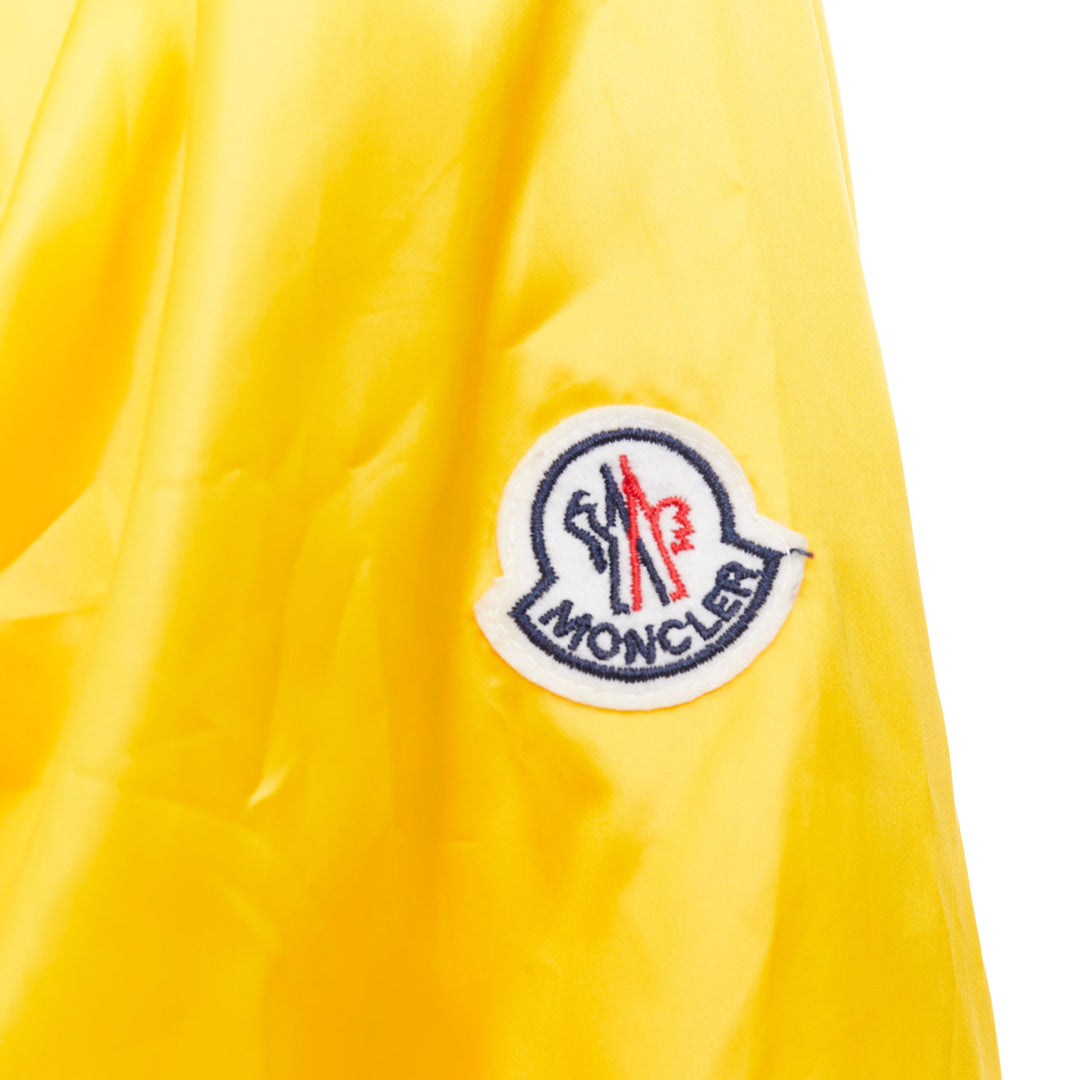 MONCLER sunshine yellow nylon patch logo technical packable rain parka XL
