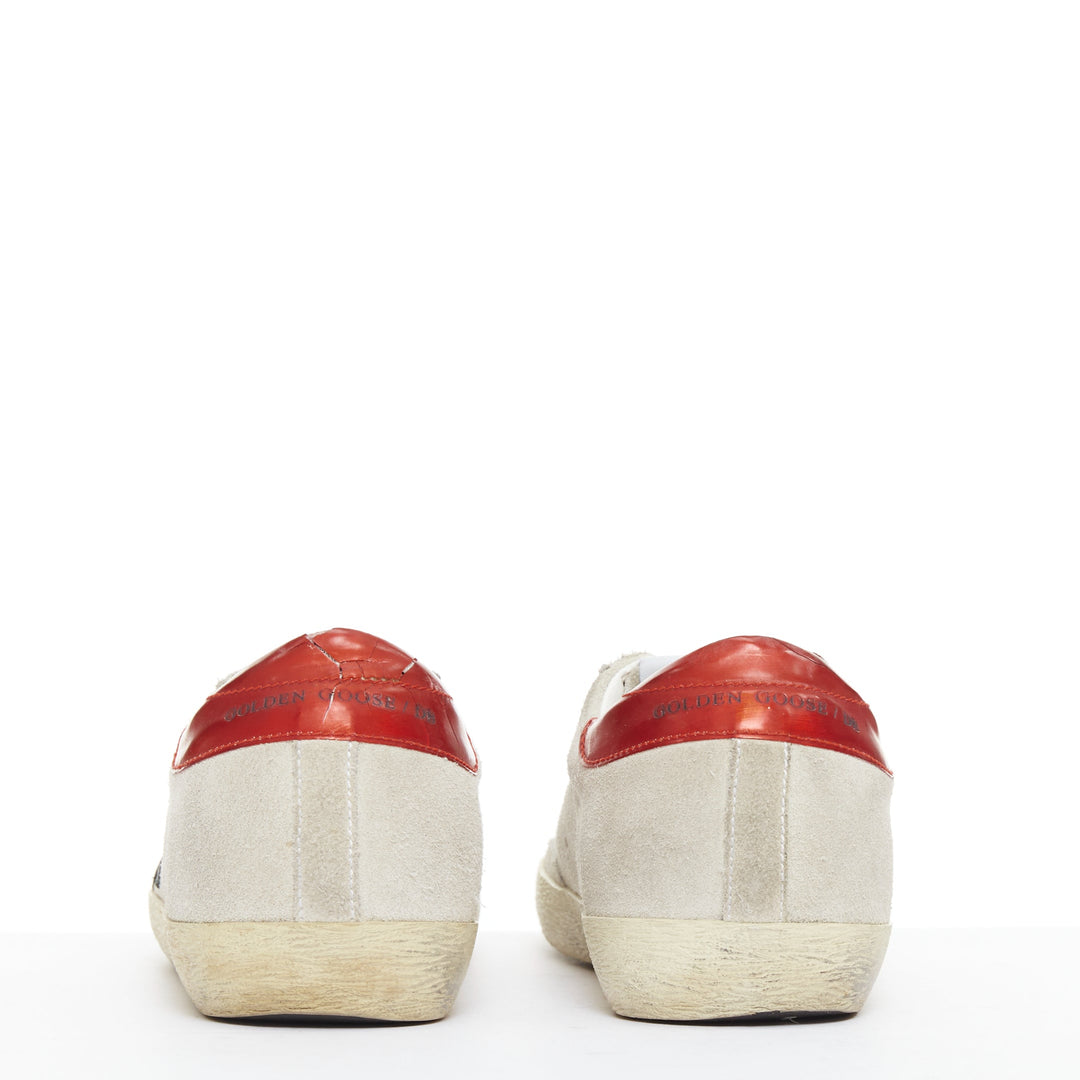 GOLDEN GOOSE SuperStar grey suede red metallic trim star distressed sneaker EU38